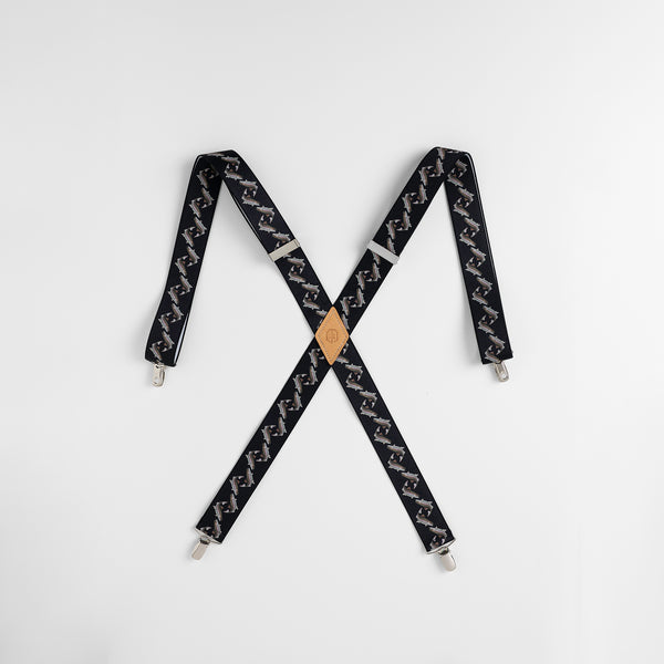 All Over Fish Printed Elastic Suspender