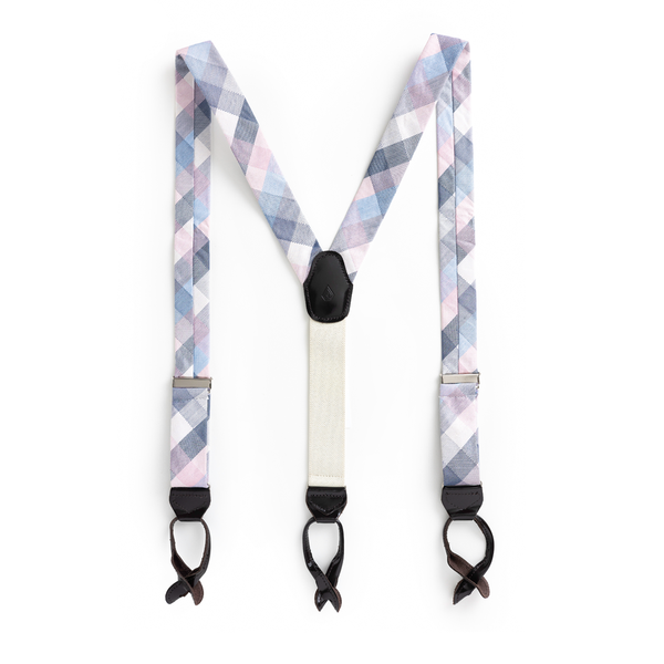 Plaid Fabric Button End Suspender