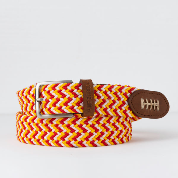 Football Tailgate Stretch Braid Belt + Leather Tab