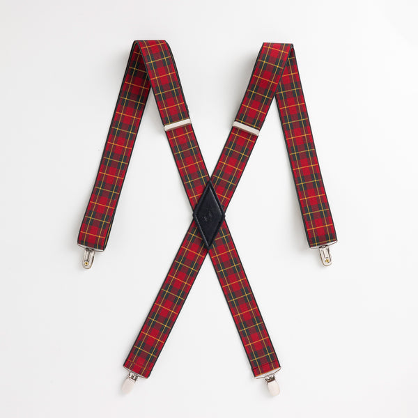 red plaid suspenders for holiday